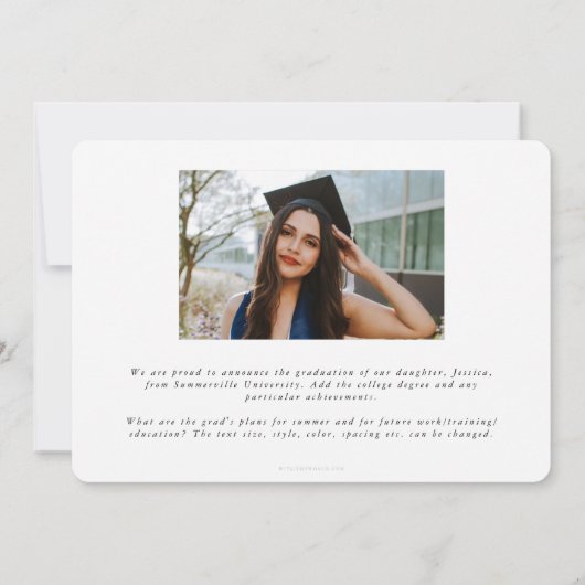 White Asclepius Medical School 2 Foto Afstuderen Aankondiging (Achterkant)