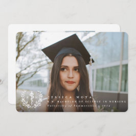 White Asclepius RN Registered Nurse Afstuderen Aankondiging