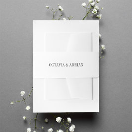 White + Ash Black Lettering Wedding Uitnodigingen Wikkel