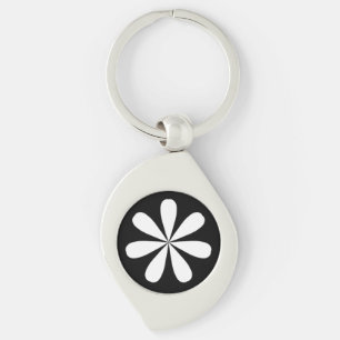 White Aster Flower Metal Sleutelhanger