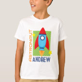 White Astronaut Naam Space Rocket Party Shirt (Voorkant)