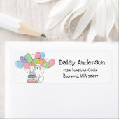 White Aussiedoodle Verjaardagsfeestje Retouradres Etiket (Insitu)