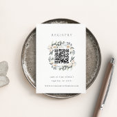 White Autumn Greenery Shower Registry QR Code Informatiekaartje