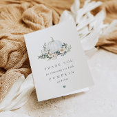 White Autumn Pumpkin Greenery Baby shower Bedankkaart