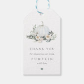 White Autumn Pumpkin Greenery Baby shower Favor Cadeaulabel (Voorkant)
