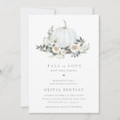 White Autumn Pumpkin Greenery Baby shower Kaart (Voorkant)