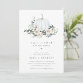 White Autumn Pumpkin Greenery Baby shower Kaart (Staand voorkant)