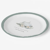 White Autumn Pumpkin Greenery Baby shower Papieren Bordje (Gekanteld)