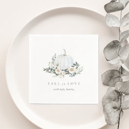 White Autumn Pumpkin Greenery Baby shower Servet