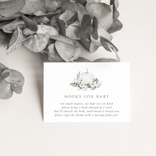 White Autumn Pumpkin Greenery Books for Baby Informatiekaartje