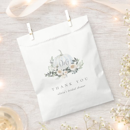 White Autumn Pumpkin Greenery Dank je Bedankzakje (Geknipt)