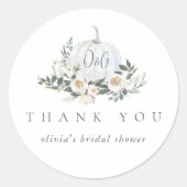 White Autumn Pumpkin Greenery Dank u wel Ronde Sticker (Voorkant)