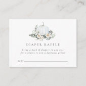 White Autumn Pumpkin Greenery Diaper Raffle Informatiekaartje (Voorkant)