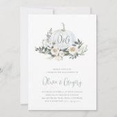 White Autumn Pumpkin Greenery Engagement Party Kaart (Voorkant)