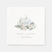 White Autumn Pumpkin Greenery "Herfst in liefde" Servet (Voorkant)