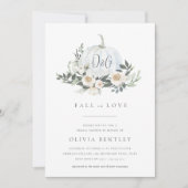 White Autumn Pumpkin Greenery Vrijgezellenfeest Kaart (Voorkant)