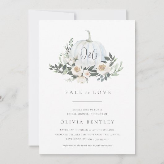 White Autumn Pumpkin Greenery Vrijgezellenfeest Kaart (Voorkant)