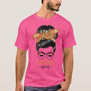 White Autumn Queen Messy Bun Herfst Season Cozy Co T-shirt