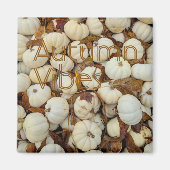 White Autumn Vibes Monogram Pumpkin Magnet (Voorkant)