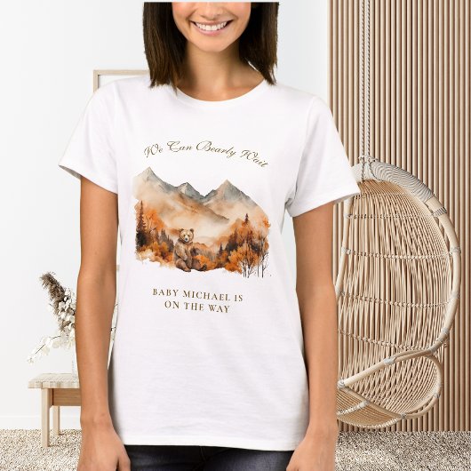 White Autumn Woodland Bear Cub We Can Bearly Wait T-shirt