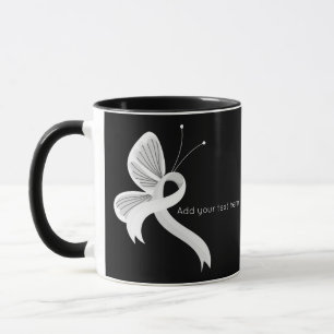White Awareness Lint Vlinder Koffie Mok
