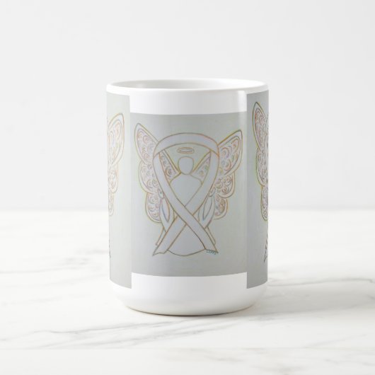 White Awareness Ribbon Angel Art Mok (Center)