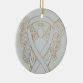 White Awareness Ribbon Angel Custom Art Ornaments Keramisch Ornament (Rechts)