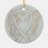 White Awareness Ribbon Angel Custom Art Ornaments Keramisch Ornament (Voorkant)