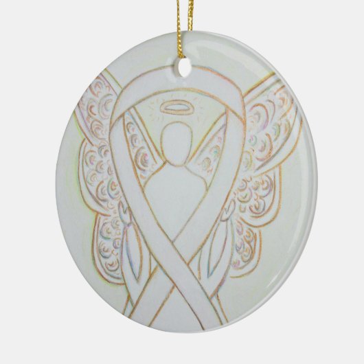 White Awareness Ribbon Angel Custom Art Ornaments Keramisch Ornament (Links)