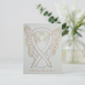 White Awareness Ribbon Angel Custom Briefkaart (Staand voorkant)