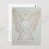 White Awareness Ribbon Angel Custom Briefkaart (Voorkant / Achterkant)