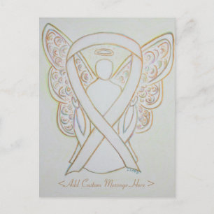White Awareness Ribbon Angel Custom Briefkaart