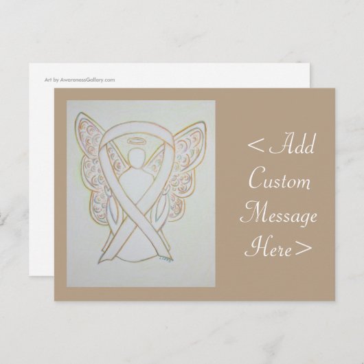 White Awareness Ribbon Angel Custom Briefkaart (Voorkant / Achterkant)