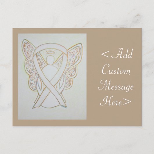 White Awareness Ribbon Angel Custom Briefkaart (Voorkant)