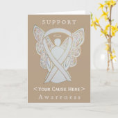 White Awareness Ribbon Angel Gepersonaliseerd Card Kaart (Gele Bloem)