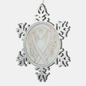 White Awareness Ribbon Angel Gepersonaliseerd Orna Tin Sneeuwvlok Ornament (Rechts)