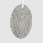 White Awareness Ribbon Angel Gepersonaliseerd sier Ornament (voorkant)