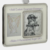 White Awareness Ribbon Angel Holiday Ornaments Verzilverd Omlijst Ornament (Rechts)