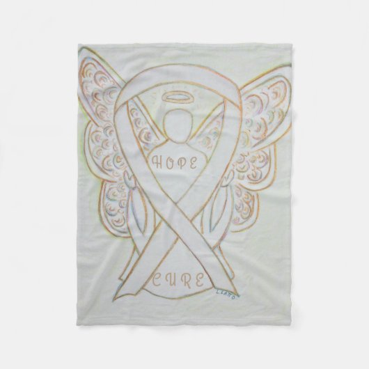 White Awareness Ribbon Angel Hope Cure Blanket Fleece Deken (Voorkant)
