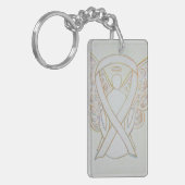 White Awareness Ribbon Angel Key chain Sleutelhanger (Voorkant Links)