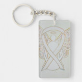 White Awareness Ribbon Angel Key chain Sleutelhanger (Voorkant)