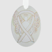 White Awareness Ribbon Angel Ornament Pendant (voorkant)