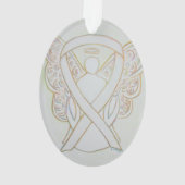 White Awareness Ribbon Angel Ornament Pendant (achterkant)