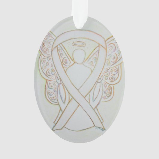White Awareness Ribbon Angel Ornament Pendant (achterkant)
