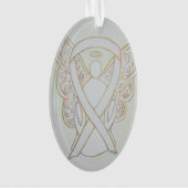 White Awareness Ribbon Angel Ornament Pendant (voorkant)