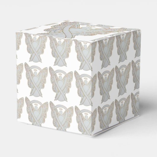 White Awareness Ribbon Angel Party Favor Boxes Bedankdoosjes (Achterkant)