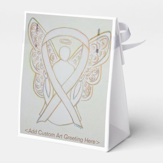 White Awareness Ribbon Angel Party Favor Boxes Bedankdoosjes (Achterkant)