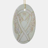White Awareness Ribbon Angel Pendant Ornament (Rechts)