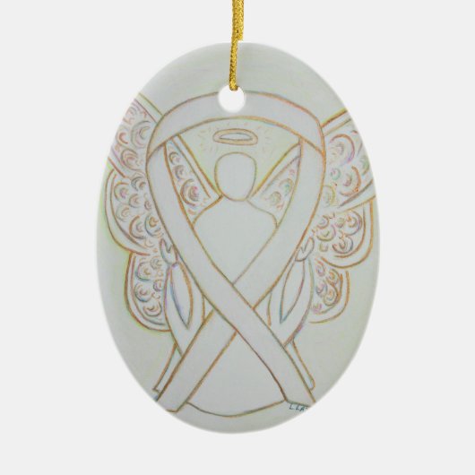 White Awareness Ribbon Angel Pendant Ornament (Voorkant)