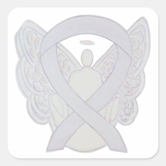 White Awareness Ribbon Angel Sticker Decals (Voorkant)